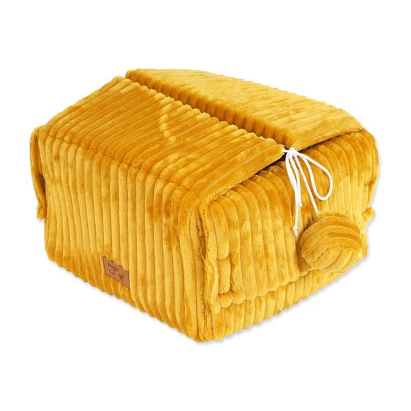 Mustársárga bújó macskáknak 40x36 cm Magic Cat Stripe – Plaček Pet Products