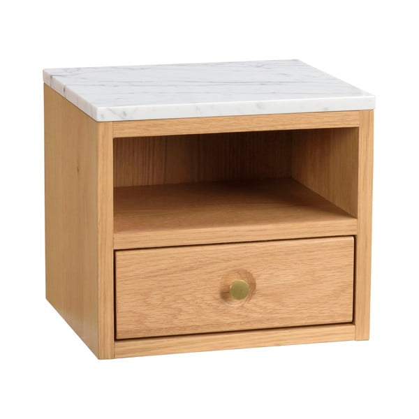Natúr színű éjjeliszekrény márvány dekoros asztallappal Whitmore – Rowico-image-2