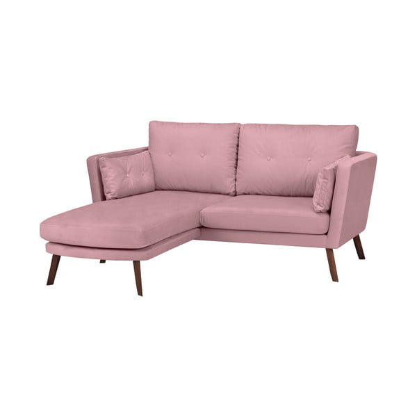 Elena világos rózsaszín háromszemélyes kanapé, bal oldali fekvőfotellel - Mazzini Sofas