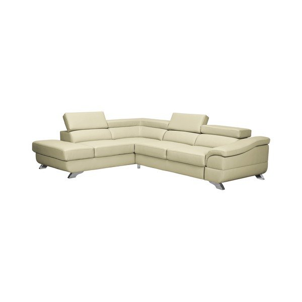 Gamma bézs kinyitható bőr sarokkanapé, bal oldali - Windsor & Co Sofas-image-1
