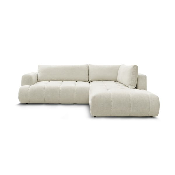 Bézs kinyitható-tárolóhelyes sarokkanapé (jobb oldali-L alakú) Fuji – Bobochic Paris