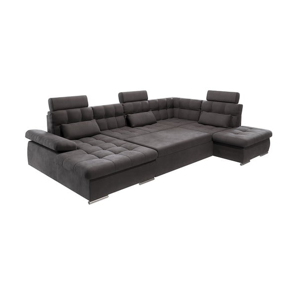 Antracitszürke kinyitható tárolóhelyes sarokkanapé (jobb oldali-U alakú) Merkur – Ropez-image-2