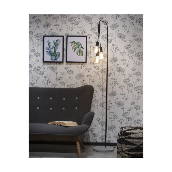 Fekete-szürke állólámpa fém búrával (magasság 190 cm) Oslo – it's about RoMi-image-1