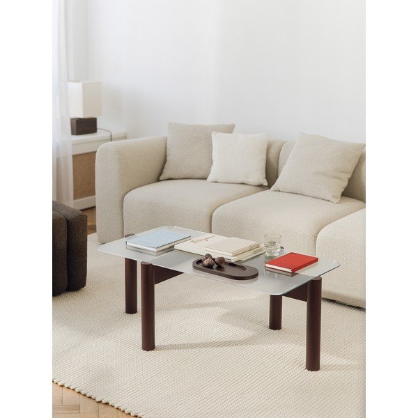 Borvörös dohányzóasztal üveg asztallappal 55x105 cm Kob – noo.ma-image-1