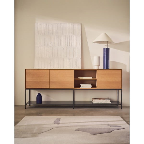 Natúr színű alacsony komód tölgyfa dekorral 195x80 cm Vedrana – Kave Home-image-1