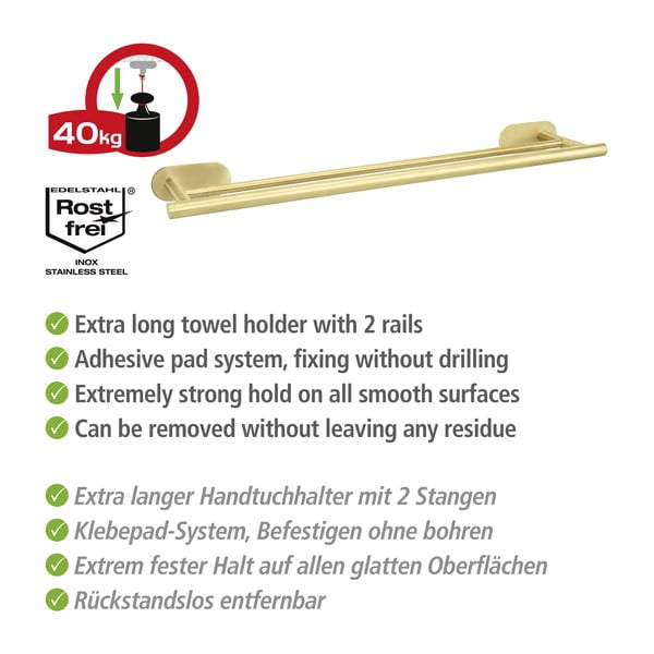 Öntapadós rozsdamentes acél törölközőtartó Orea Gold – Wenko-image-4
