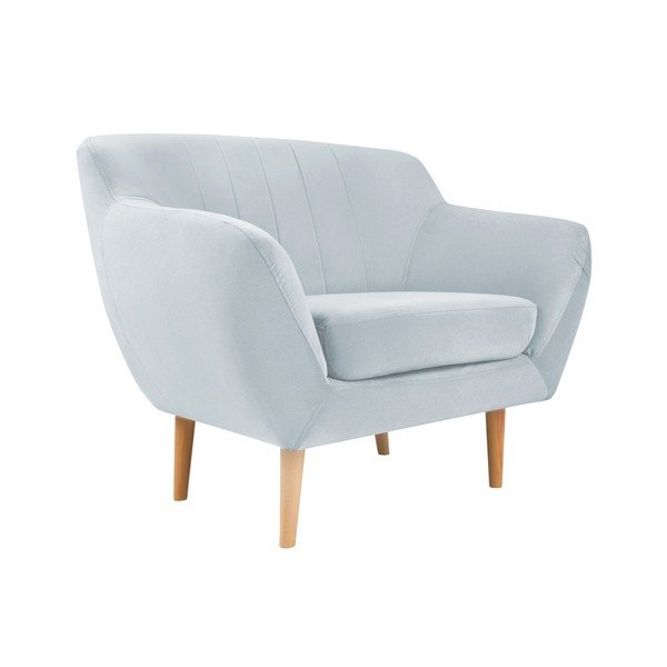 Sardaigne világoskék bársony fotel - Mazzini Sofas-image-1