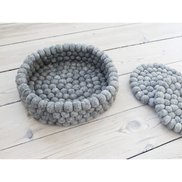 Ball Basket acélszürke golyós, gyapjú tárolókosár, ⌀ 28 cm - Wooldot-image-2