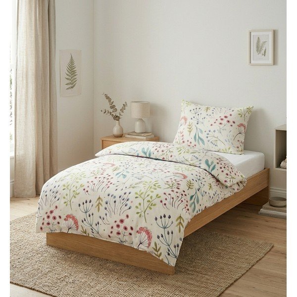 Fehér egyszemélyes pamut-szatén ágyneműhuzat 140x200 cm Jasmine – My House-image-1