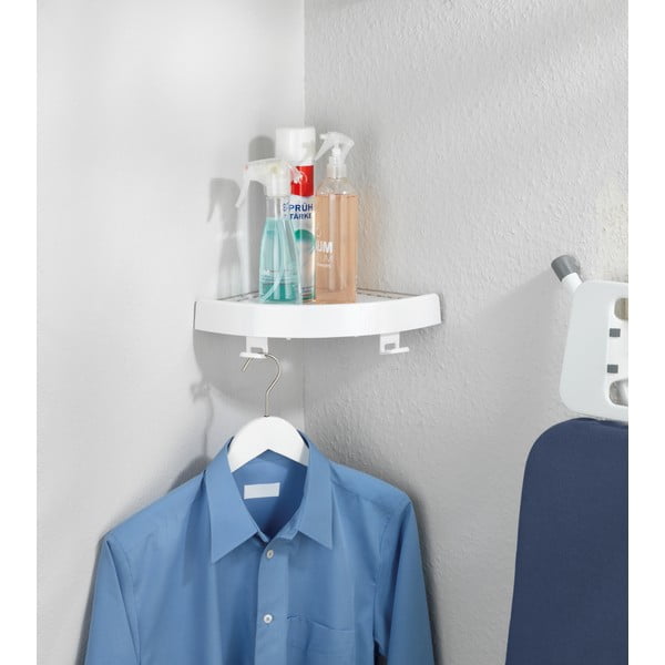 Fehér sarok öntapadós műanyag fürdőszobai polc Quick-Fit – Allstar-image-3