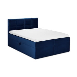 Mimicry kék bársony kétszemélyes ágy, 200 x 200 cm - Mazzini Beds