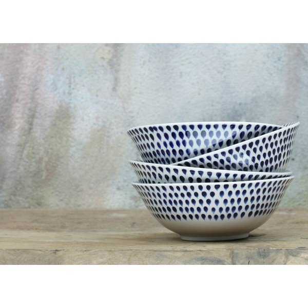Indigo Drop kék-fehér agyagkerámia tál, ø 17 cm - Nkuku-image-1