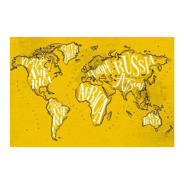 Homemania Maps World Yellow kép, 70 x 100 cm
