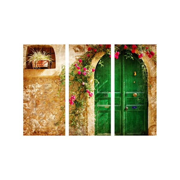 Zöld ajtó 3 részes kép