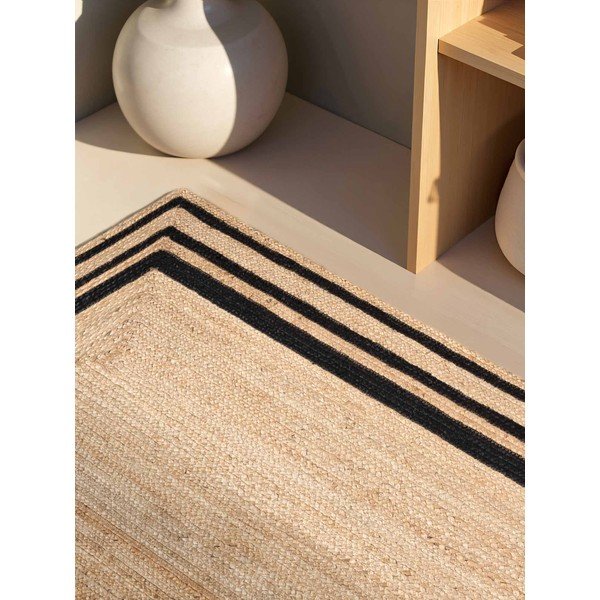 Fekete-natúr színű kétoldalas-kézi szövésű juta szőnyeg 120x170 cm Jutta – Hanse Home-image-3