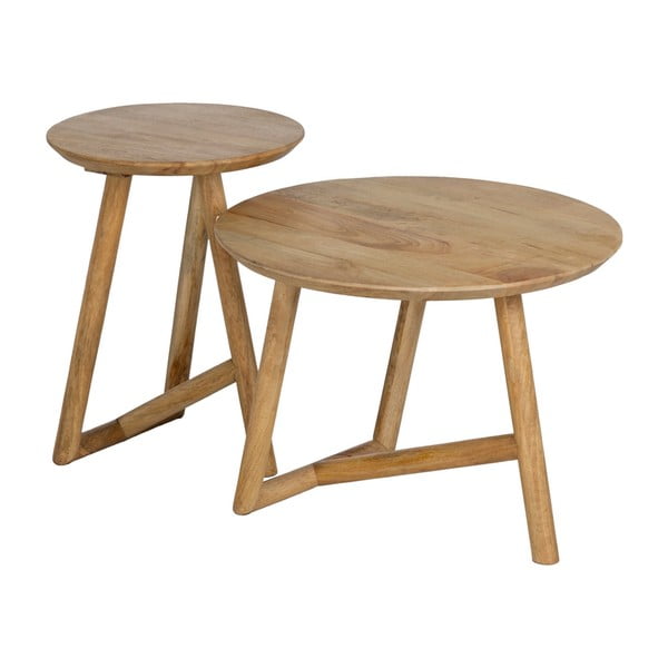 Natúr színű mangófa kerek dohányzóasztal ø 60 cm Mao – Ixia-image-2