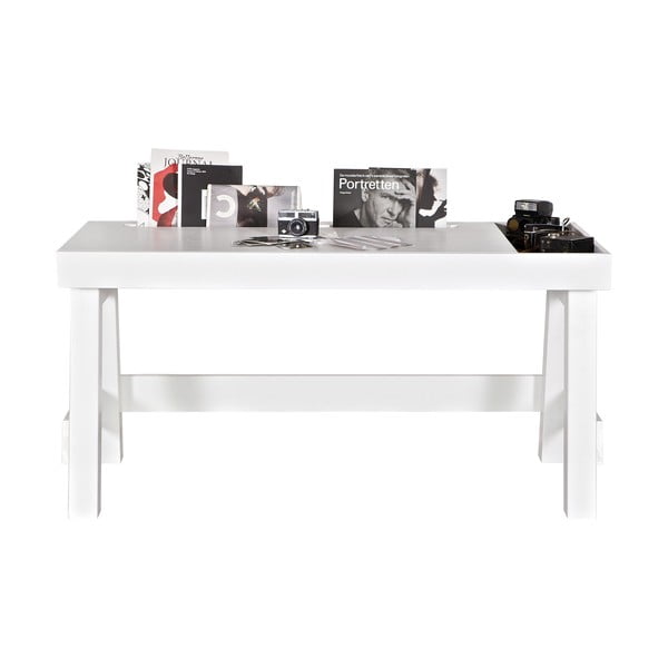 Grooving fehér íróasztal borovi fenyőből - BePureHome