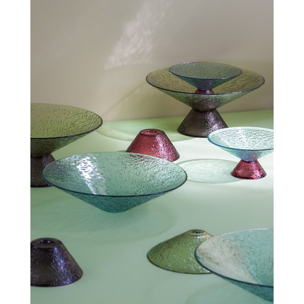 Piros-kék üveg gyümölcstartó tál ø 25 cm Bonbon – Hübsch-image-2