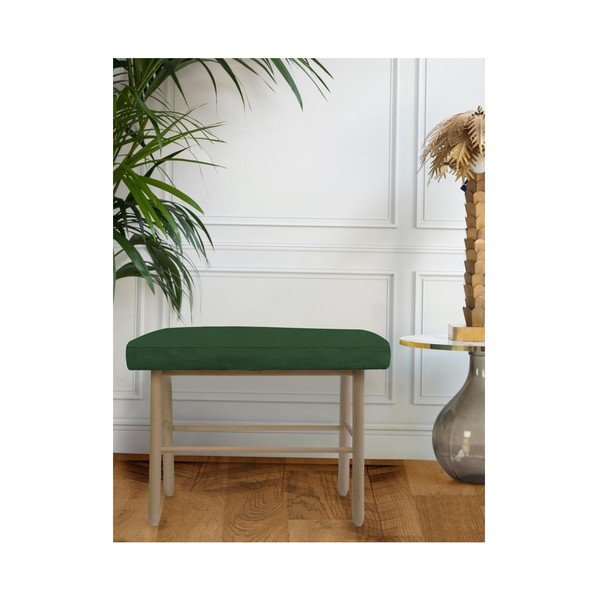 Fenyőfa kisszék sötétzöld bársony kárpittal, - Velvet Atelier-image-1