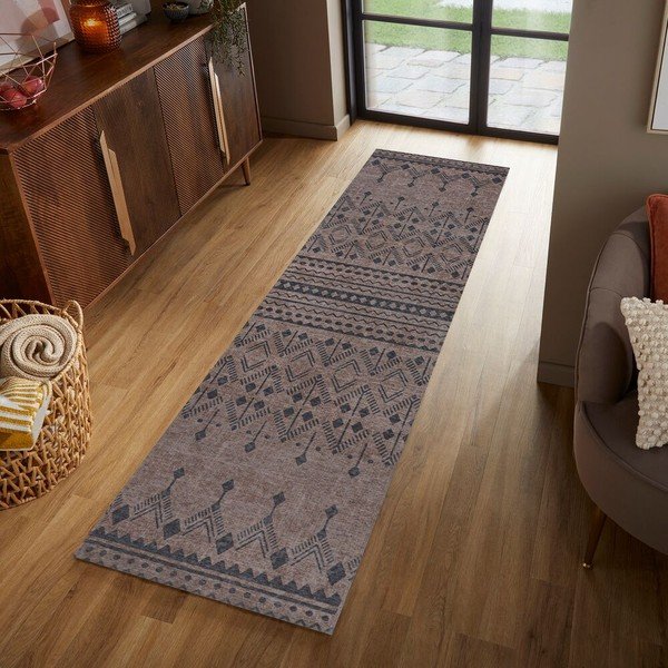 Barna mosható futószőnyeg típusú szőnyeg 57x230 cm MATCH NIKO JUTE LOOK – Flair Rugs-image-1