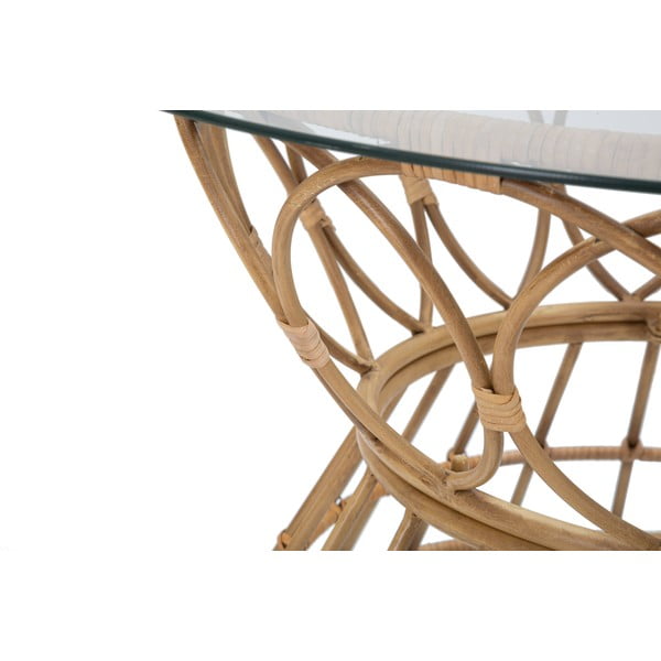 Natúr színű kerek dohányzóasztal üveg asztallappal ø 75 cm Panama – Mauro Ferretti-image-4