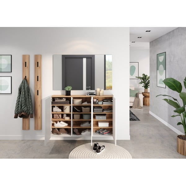 Fehér függő szekrény tölgyfa dekorral 138x87x25 cm Libbiano – Germania-image-1