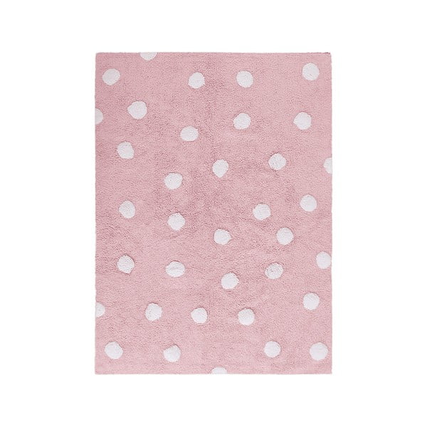 Rózsaszín mosható kézi szövésű pamut gyerek szőnyeg 120x160 cm Polka Dots Pink – Lorena Canals