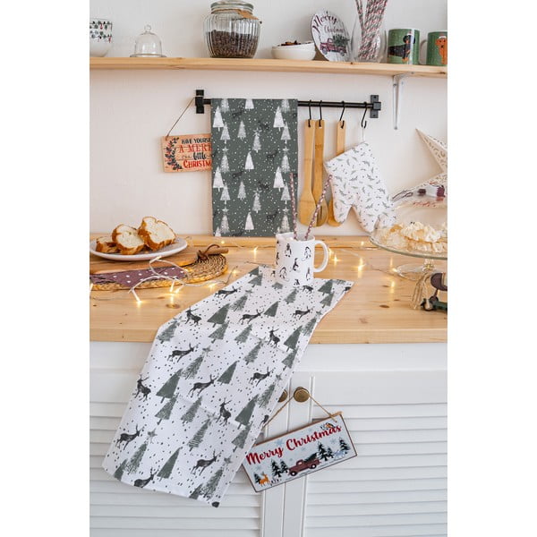 Pamut konyharuha szett karácsonyi mintával, 2 db-os 50x70 cm Deer in the Forest – Butter Kings-image-1