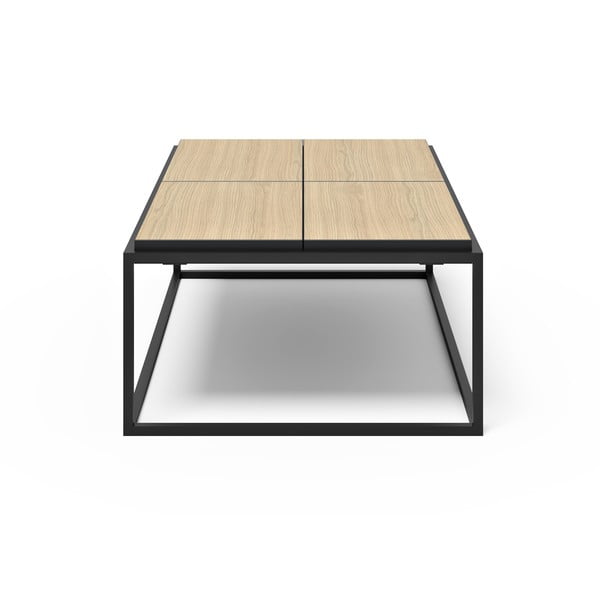 Fekete-natúr színű dohányzóasztal tölgyfa dekoros asztallappal 75x120 cm Douro – TemaHome-image-3