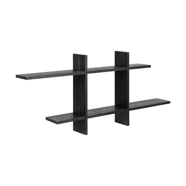 Fekete többszintes borovi fenyő fali polc 86 cm Mostar – House Nordic-image-3