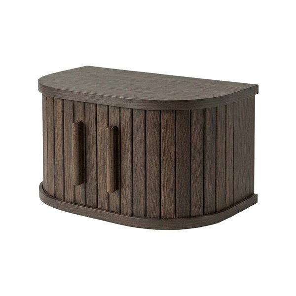 Sötét natúr színű függő éjjeliszekrény tölgyfa dekorral Meta – Unique Furniture