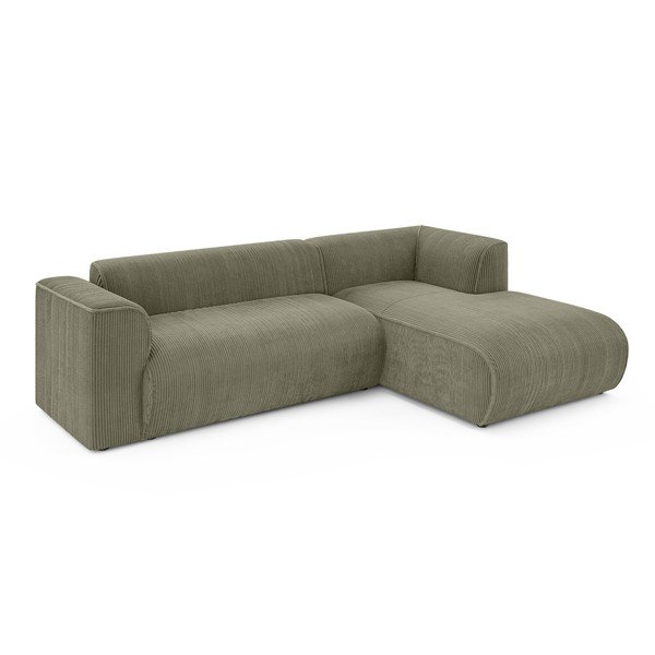 Zöld kordbársony sarokkanapé (jobb oldali-heverő résszel) Merid  – Ropez-image-2