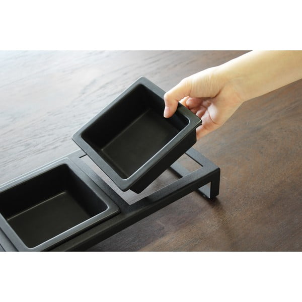 Tower fekete kisállat etető tál szett állvánnyal - Yamazaki-image-1