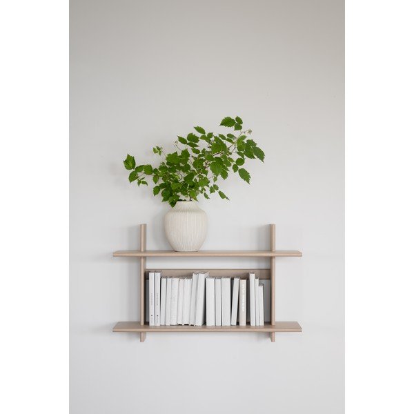 Világos natúr színű többszintes fali polc tölgyfa dekorral 75 cm Westlock – Rowico-image-1