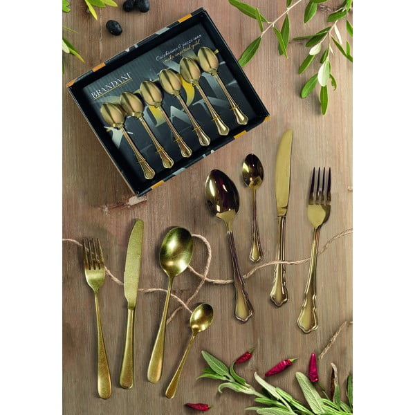 Aranyszínű rozsdamentes evőeszköz készlet 16 db-os Posate Old - Brandani-image-2