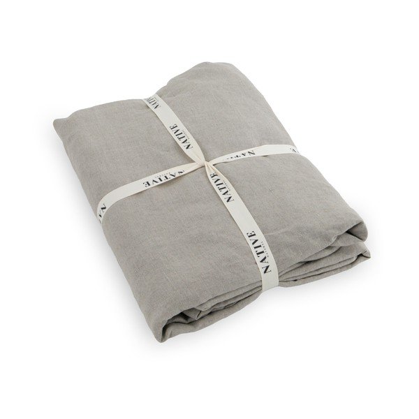 Világosszürke-szürkésbarna egyszemélyes len ágyneműhuzat 135x200 cm Natural – Native Natural-image-2