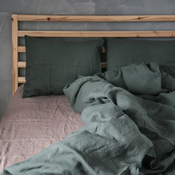 Len párnahuzat 40x40 cm Forest Green  – Linen Tales-image-1