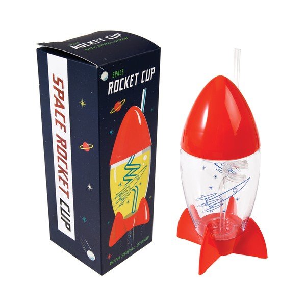 Space Age rakéta alakú palack, szívószállal - Rex London