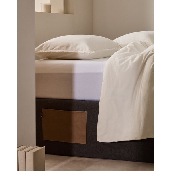 Fekete kárpitozott ágyneműtartós franciaágy 160x200 cm Matters – Kave Home-image-2