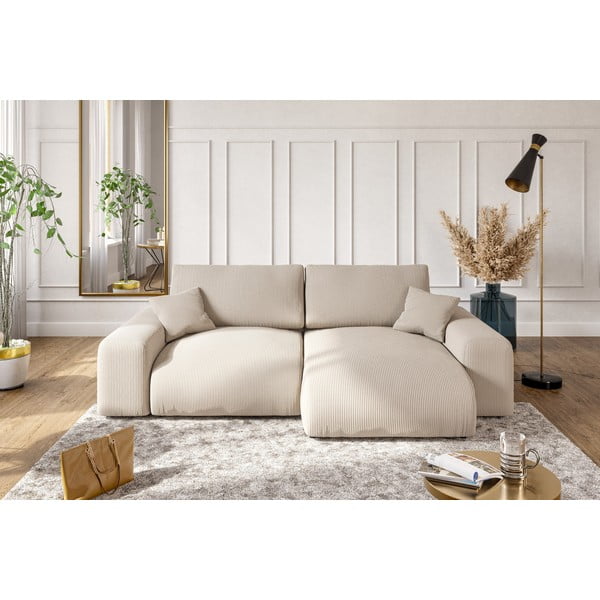 Bézs kordbársony sarokkanapé (variálható) Justin – Ropez-image-4