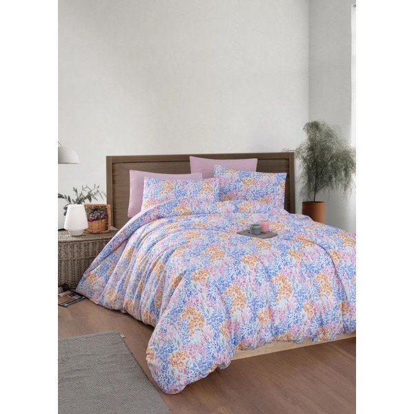 Rózsaszín-lila négyrészes kétszemélyes hosszabbított ágyneműhuzat lepedővel 160x220 cm Colorful – Mila Home-image-2