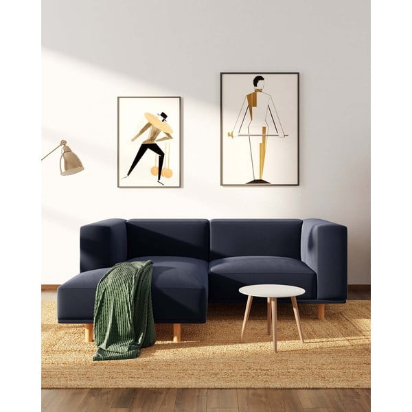 Sötétkék bársony sarokkanapé (bal oldali) Kukumo – Ame Yens-image-3
