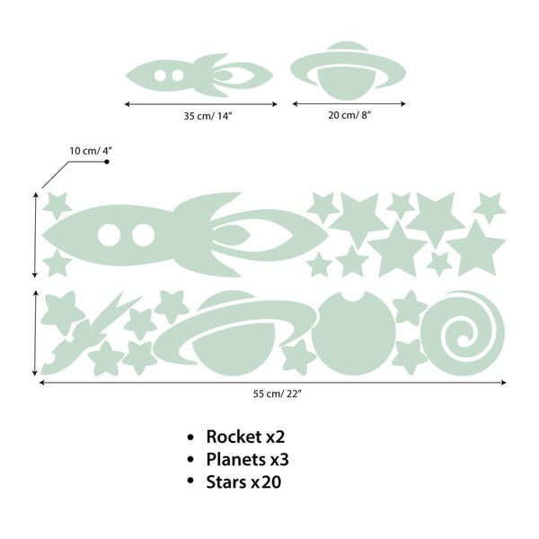 Rocket Stars and Planets világító, gyerek falmatrica - Ambiance-image-2