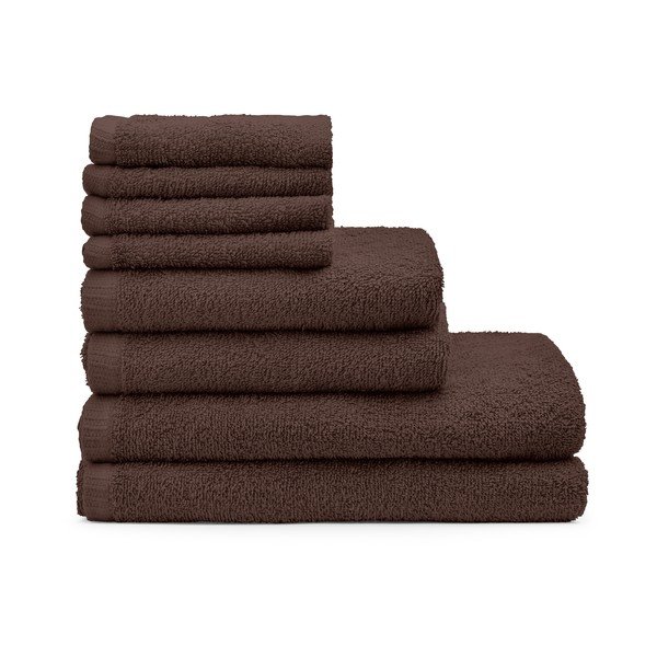 Barna gyorsan száradó-frottír pamut törölköző és fürdőlepedő készlet 8 db-os Quick Dry – Catherine Lansfield
