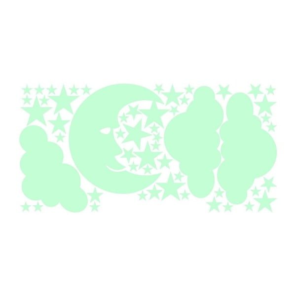 Moon and Clouds sötétben világító falmatrica - Ambiance-image-1