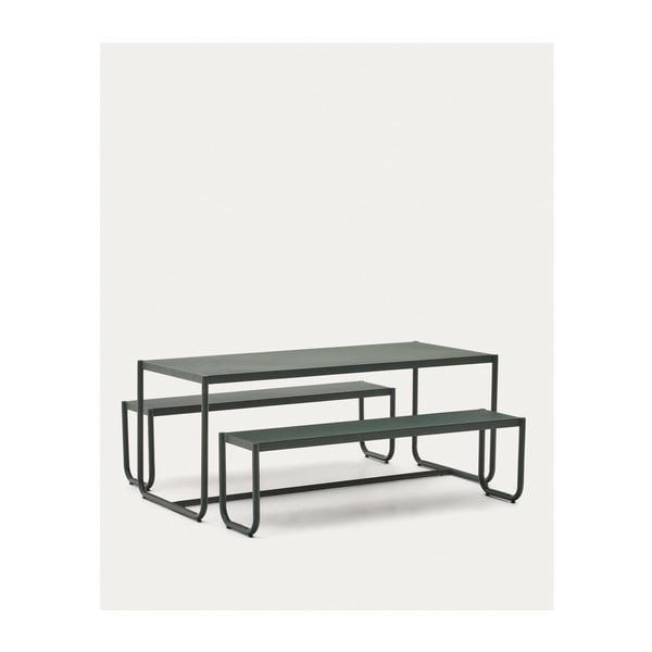 Sötétzöld fém négyszemélyes kerti étkezőgarnitúra Sotil – Kave Home-image-4