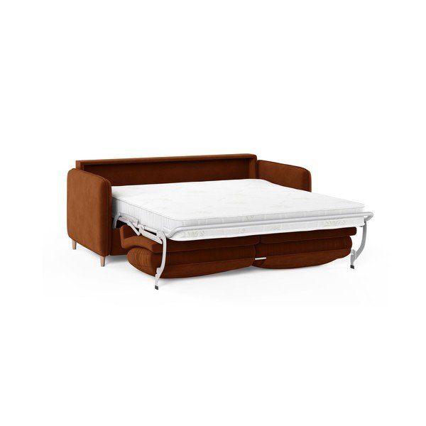 Terrakotta színű bársony kanapé mindennapos alvásra 184 cm – Micadoni -image-1