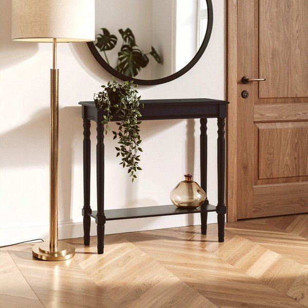 Fekete borovi fenyő konzolasztal 30x80 cm Heritage – Premier Housewares-image-3