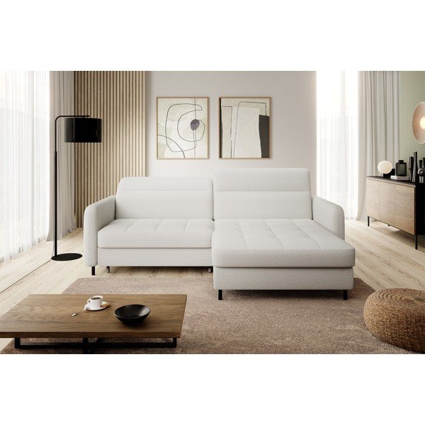 Krémszínű buklé kinyitható-tárolóhelyes sarokkanapé (jobb oldali-heverő résszel) Gomsi – ELTAP-image-3