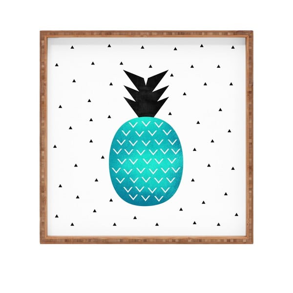 Blue Pineapple dekoratív fatálca, 40 x 40 cm